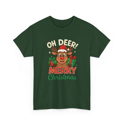 Christmas T-shirt OHH Deer Merry Christmas Unisex Heavy Cotton Tee