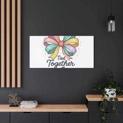 Canvas Wall Art - "Tied Together with Joy" Pastel Ribbon Decorative Print