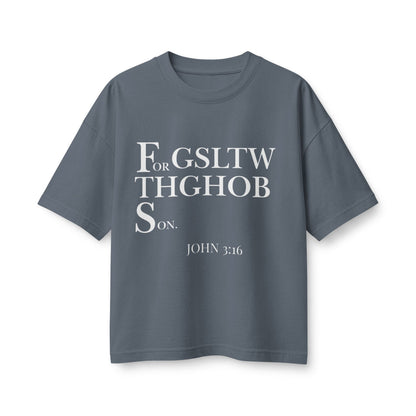 Women's Heavyweight Tee — 'For God So Loved The World...' Bible Verse Design with 'To Save Me!' Back