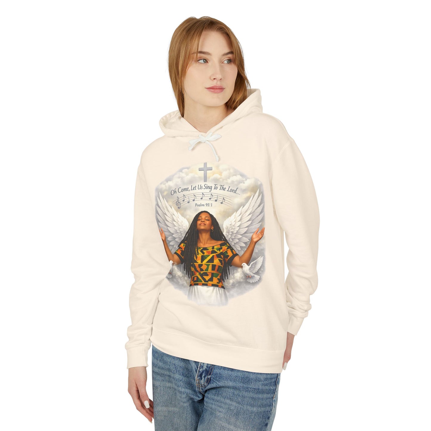 Christian Hoodie-"Oh come let us sing to the Lord" Unisex Lightweight Hooded Sweatshirt