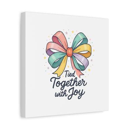 Canvas Wall Art - "Tied Together with Joy" Pastel Ribbon Decorative Print
