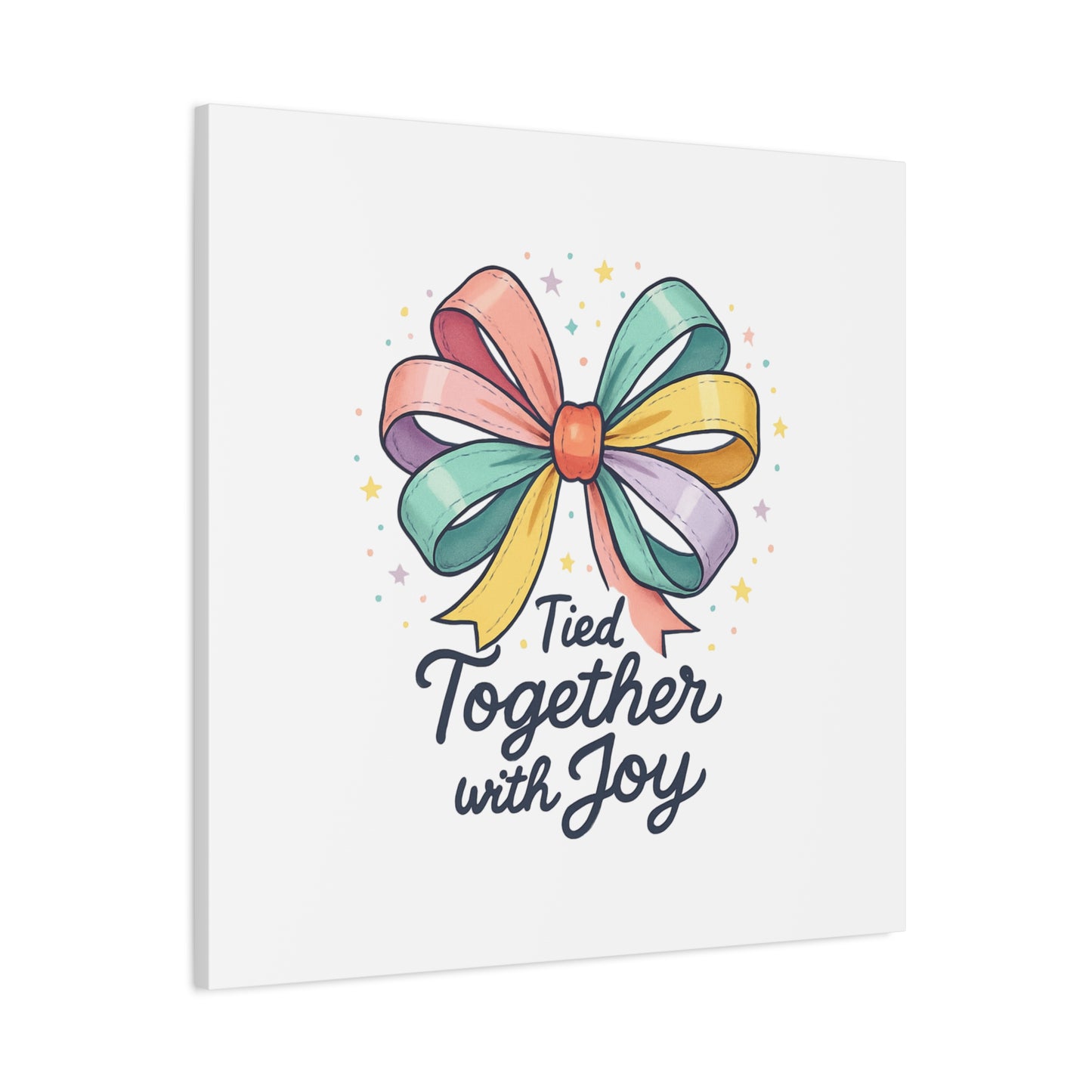 Canvas Wall Art - "Tied Together with Joy" Pastel Ribbon Decorative Print