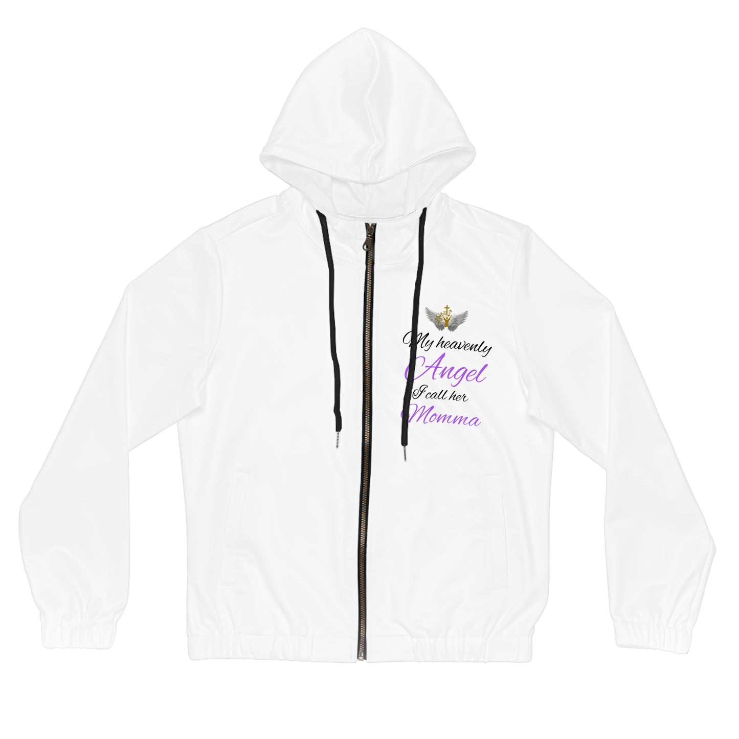 This is not a basic hoodie. It is a full all-over memorial keepsake designed with artwork across the front, back  — created to honor love that did not end.Memorial Hoodie - "I Have an Angel Watching Over Me" Personalized Tribute