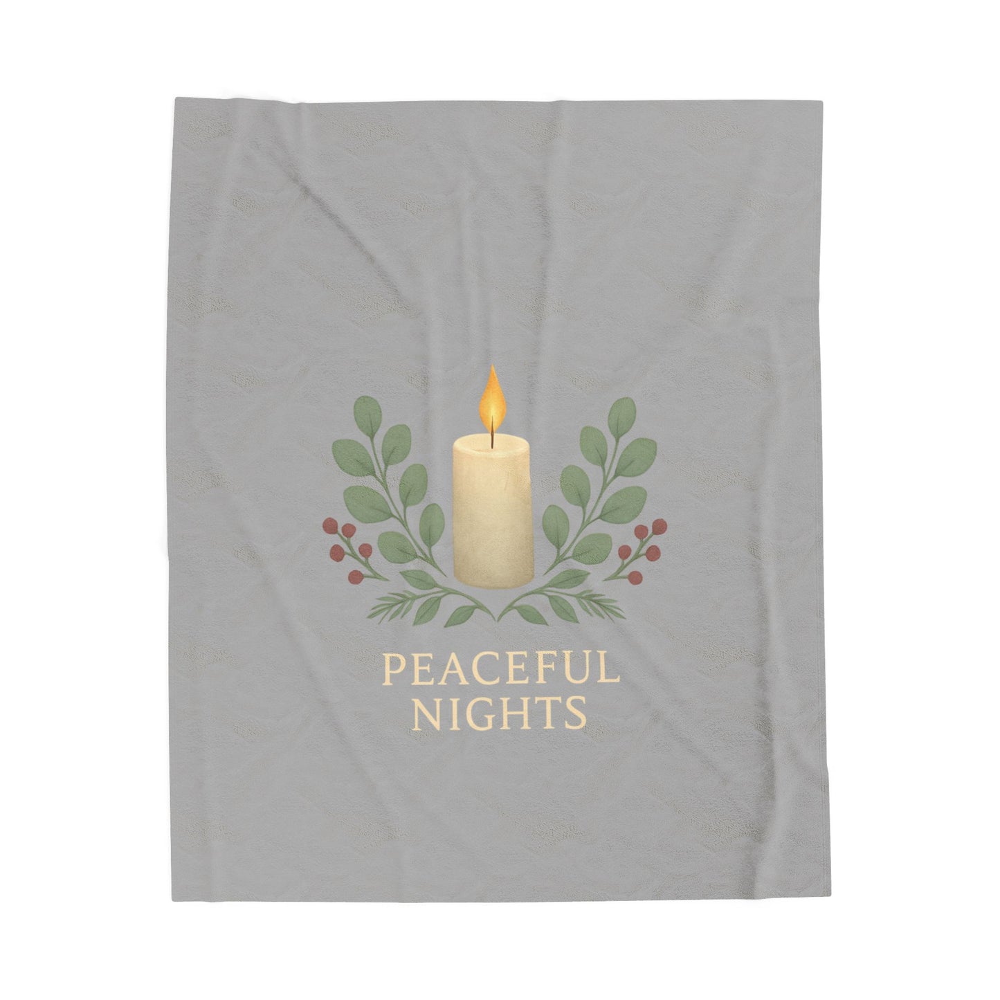 Plush Blanket — 'Peaceful Nights' Candle & Greenery Velveteen Throw