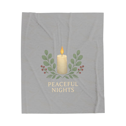 Plush Blanket — 'Peaceful Nights' Candle & Greenery Velveteen Throw