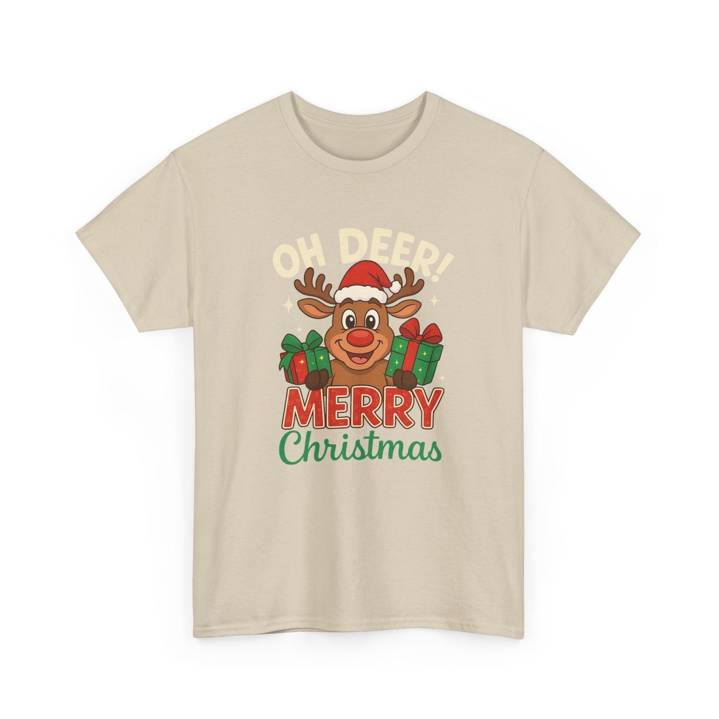 Christmas T-shirt OHH Deer Merry Christmas Unisex Heavy Cotton Tee