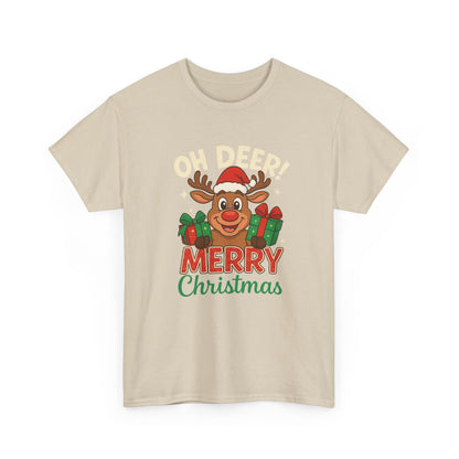 Christmas T-shirt OHH Deer Merry Christmas Unisex Heavy Cotton Tee