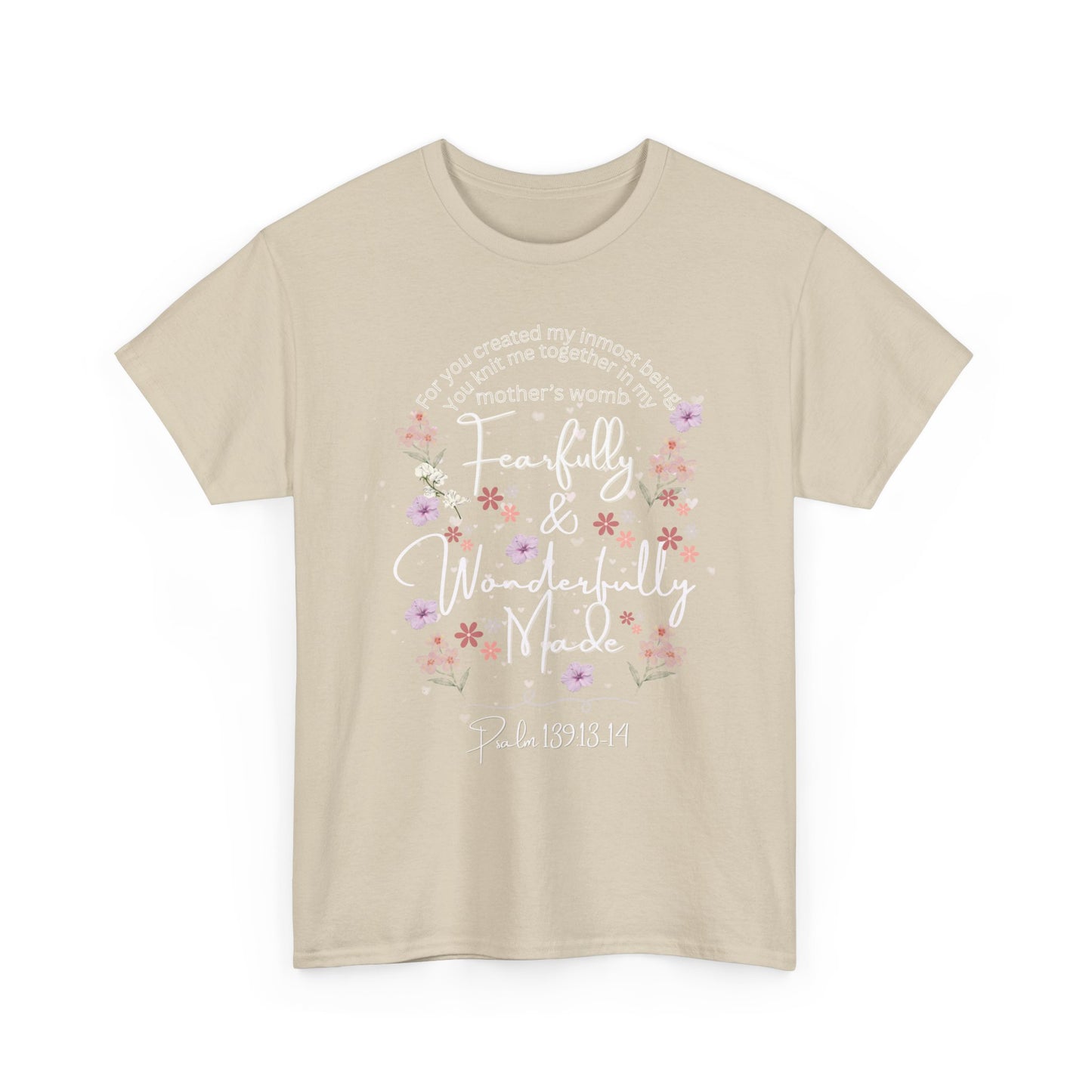 Fearfully and Wonderfully Made Tee Psalm 139:1-14  — Pastel Cherry Blossom Rabbit Graphic Shirt