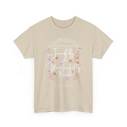 Fearfully and Wonderfully Made Tee Psalm 139:1-14  — Pastel Cherry Blossom Rabbit Graphic Shirt