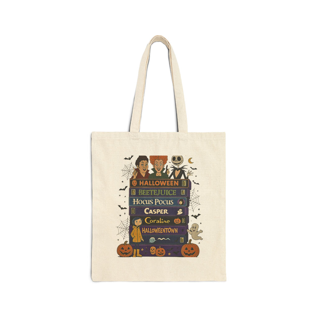 Spooky Halloween Tote Bag, Trick or Treat Bag, Fall Shopping Tote, Witchy Canvas Bag, Cute Pumpkin Reusable Shopper