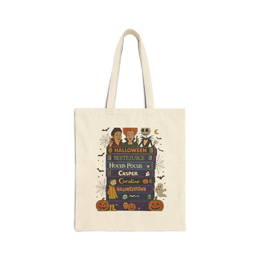 Spooky Halloween Tote Bag, Trick or Treat Bag, Fall Shopping Tote, Witchy Canvas Bag, Cute Pumpkin Reusable Shopper