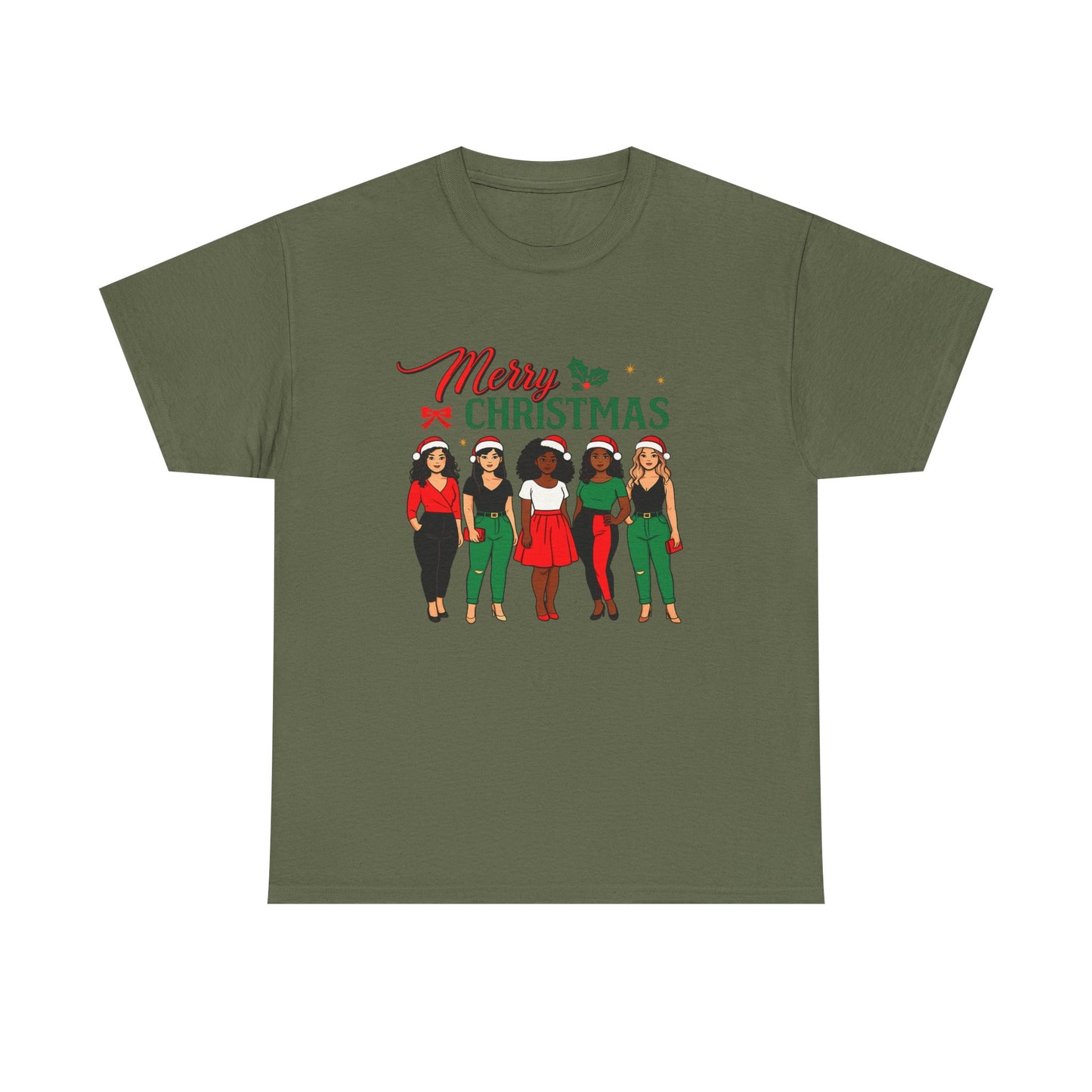 Merry Christmas Black Girl Squad T-Shirt — Holiday Graphic Tee - Feliz Navidad mujeres multiculturales