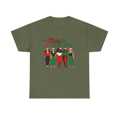 Merry Christmas Black Girl Squad T-Shirt — Holiday Graphic Tee - Feliz Navidad mujeres multiculturales