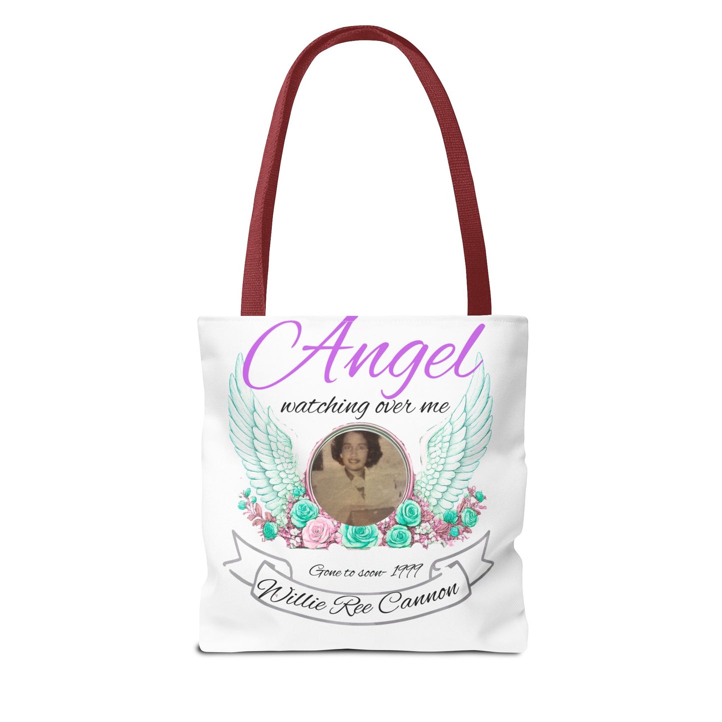 Memorial Angel Tote Bag — "Angel Watching Over Me" Custom Photo Tribute