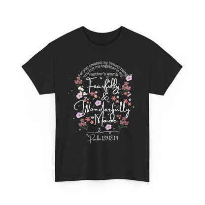 Fearfully and Wonderfully Made Tee Psalm 139:1-14  — Pastel Cherry Blossom Rabbit Graphic Shirt