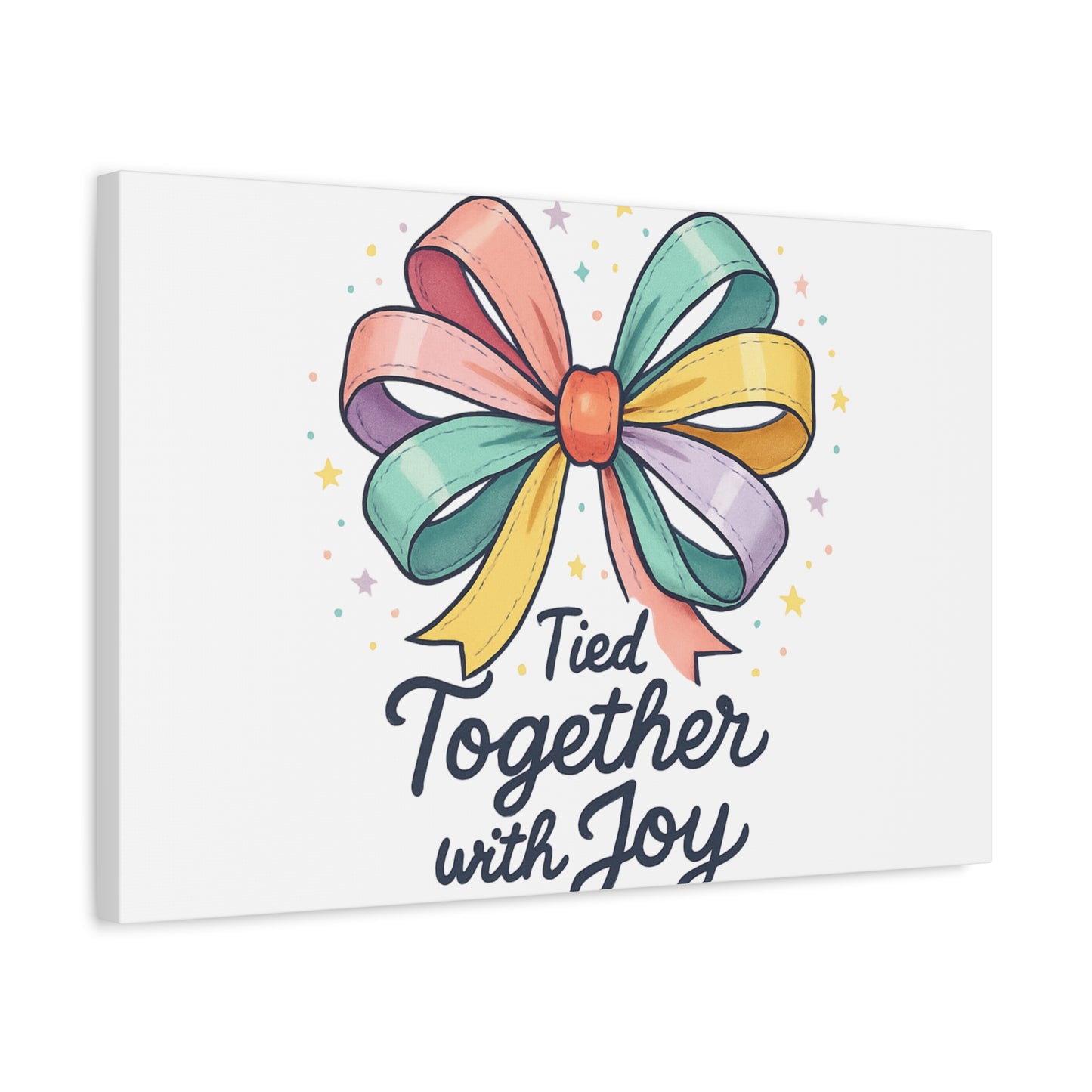 Canvas Wall Art - "Tied Together with Joy" Pastel Ribbon Decorative Print