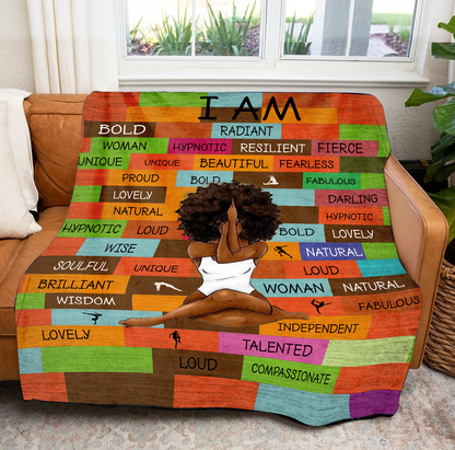 I Am Affirmation Fleece Blanket, Empowering & Cozy Throw