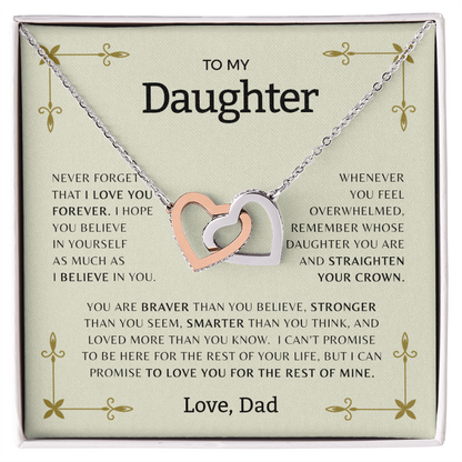 To My Daughter - Interlocking Hearts necklace | Sentimental Gift from Parent